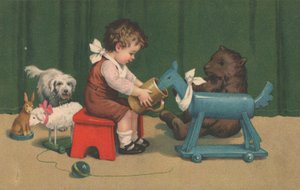 Un niño pequeño jugando con sus juguetes en una guardería de English School