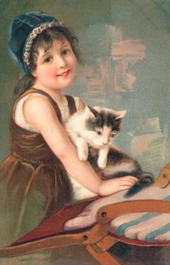 Una joven posando con un gato