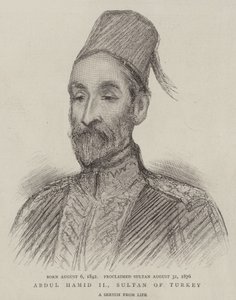 Abdul Hamid II, Sultán de Turquía (grabado) de English School
