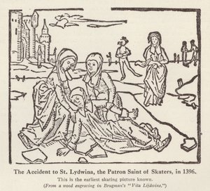 Accidente de Santa Lydwina, patrona de los patinadores, en 1396