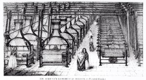 El cobertizo de telares de Ackroyd en Halifax (bienes de estambre) de English School