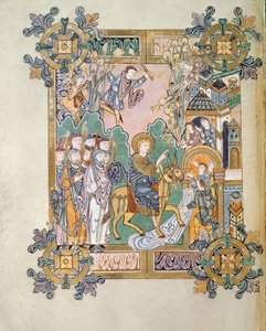 Añadir 49598 f.45v Entrada a Jerusalén, del Benedictional de St. Aethelwold, Winchester, c.980 (vitela) de English School