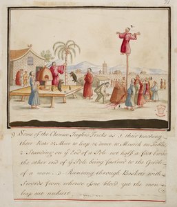 Agregar. 5353, f.71 Algunos de los trucos del malabarista chino, de Colecciones de trajes de varias naciones de English School