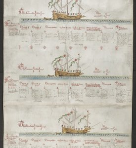 Añadir MS 22047 f.4r La galera El Unicornio y La Golondrina, de 