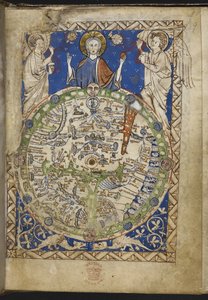 Agregar MS 28681 f.9 Salterio, con himnos y oraciones adicionales y un mapa del mundo medieval ("El Mapa Salterio") 1262-70 (tinta, color y oro sobre vitela)