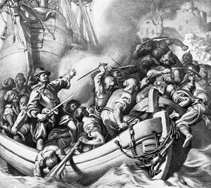 Almirante Blake ante Túnez (litografía) de English School
