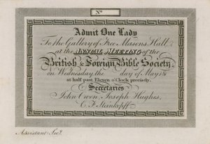 Entrada para la Sociedad Bíblica Extranjera Anual en el Salón de los Masones de English School
