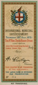 Entrada a Entretenimiento Municipal Internacional en el Guildhall, Londres, el 29 de julio de 1875