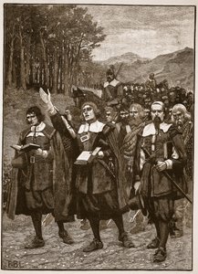 Avance de los Covenanters a través de la frontera hacia Inglaterra, ilustración de la Historia Ilustrada de Inglaterra de Cassell de English School