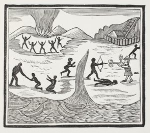 Llegada de viernes, ilustración de Chap-books del siglo XVIII de John Ashton, pub. 1882