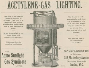 Anuncio de Iluminación de Gas Acetileno de English School
