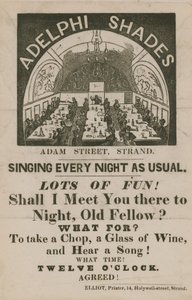 Anuncio para Adelphi Shades, Adam Street, Strand