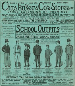 Anuncio de las tiendas de Chas Baker & Co de English School