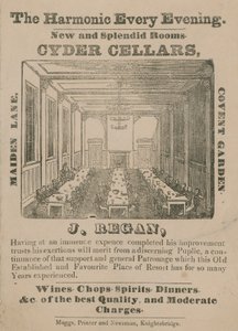 Anuncio para Cyder Cellars, Maiden Lane, Covent Garden