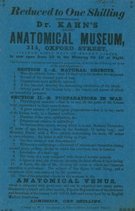 Anuncio del Museo Anatómico del Dr. Khan de English School