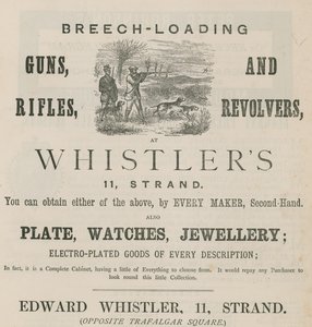 Anuncio de Edward Whistler, 11 Strand, Londres