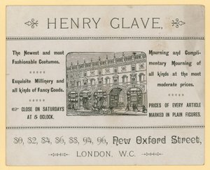 Anuncio de Henry Glave, New Oxford Street, Londres