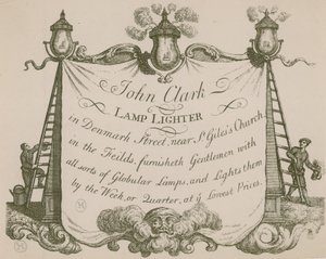 Anuncio para John Clarke, encendedor de lámparas, Denmark Street, Londres de English School