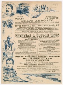 Anuncio de los Viajes al Extranjero de Joseph Poole, Royal Victoria Hall, Walterloo Road, Londres