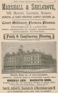 Anuncio de Marshall & Snelgrove, Merceros de Seda, Encajeros, Hosieros de English School