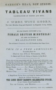 Anuncio de Tableau Vivans, ilustraciones de poesía y canción, Garrick