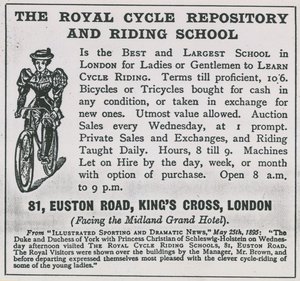 Anuncio del Depósito Real de Bicicletas y Escuela de Equitación de English School