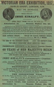 Anuncio de la Exposición de la Era Victoriana, 1897, en Earls Court de English School