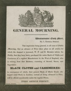Anuncio de W P y E Dudden, Westminster Cloth Mart, 7 Tothill Street de English School