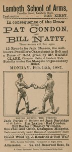 Anuncio para una pelea de boxeo entre Pat Condon y Bill Natty
