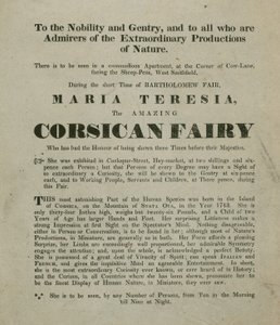 Anuncio de la aparición de Madame Maria Teresia, la Hada Corsa