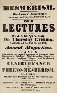 Anuncio de conferencias sobre Mesmerismo en el Instituto de Mecánica