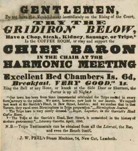 Anuncio para la Cabeza de Garrick, Bow Street de English School