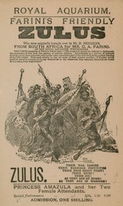 Anuncio de los zulúes amistosos de Farini de English School