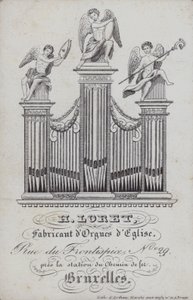 Anuncio de H Loret, fabricante de órganos de iglesia, Bruselas, Bélgica de English School