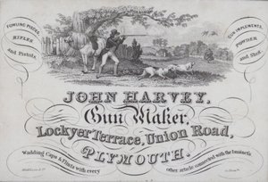 Anuncio de John Harvey, fabricante de armas, Plymouth, Devon de English School