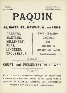 Anuncio de Paquin, modistas de English School