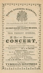 Anuncio de los Jardines de Vauxhall, Londres