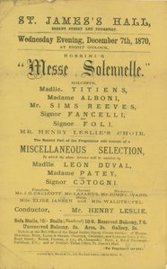 Anuncio de una producción de la Misa Solemne de Rossini de English School
