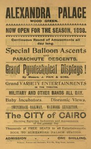 Anuncio para la temporada de 1898 en Alexandra Palace