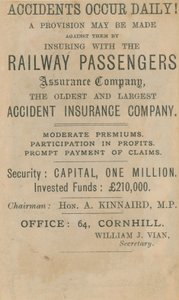 Anuncio de la Railway Passenger Assurance Company