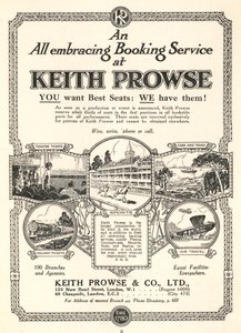 Anuncio de los servicios de reserva de boletos de Keith Prowse & Co, Ltd