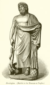 Esculapio (Mármol del Museo de Nápoles) (grabado) de English School