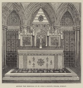 Memorial de la Guerra Afgana en la Iglesia de San Juan, Colaba, Bombay (grabado) de English School