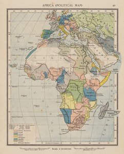 África, Mapa político (litografía en color) de English School