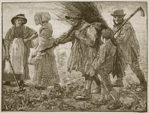 Trabajadores agrícolas en la época del Primer Parlamento de Reforma, ilustración de Cassells Illustrated History of England de English School