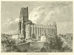 Catedral de Albi desde el suroeste (grabado)
