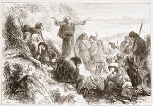 Adoradores albigenses en las orillas del Ródano, ilustración de La Historia del Protestantismo por James Aitken Wylie (1808-1890), pub. 1878 de English School
