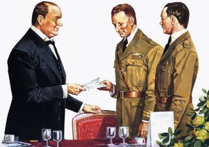 Alcock y Brown recibiendo un premio de Winston Churchill