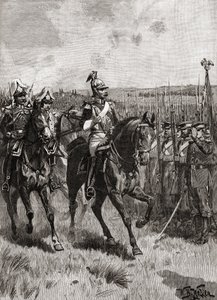 Alejandro II de Rusia pasando revista a su ejército en Sebastopol durante la Guerra de Crimea de English School