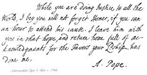 Alexander Pope (1688-1744), carta al Conde Halifax, 1714 de English School